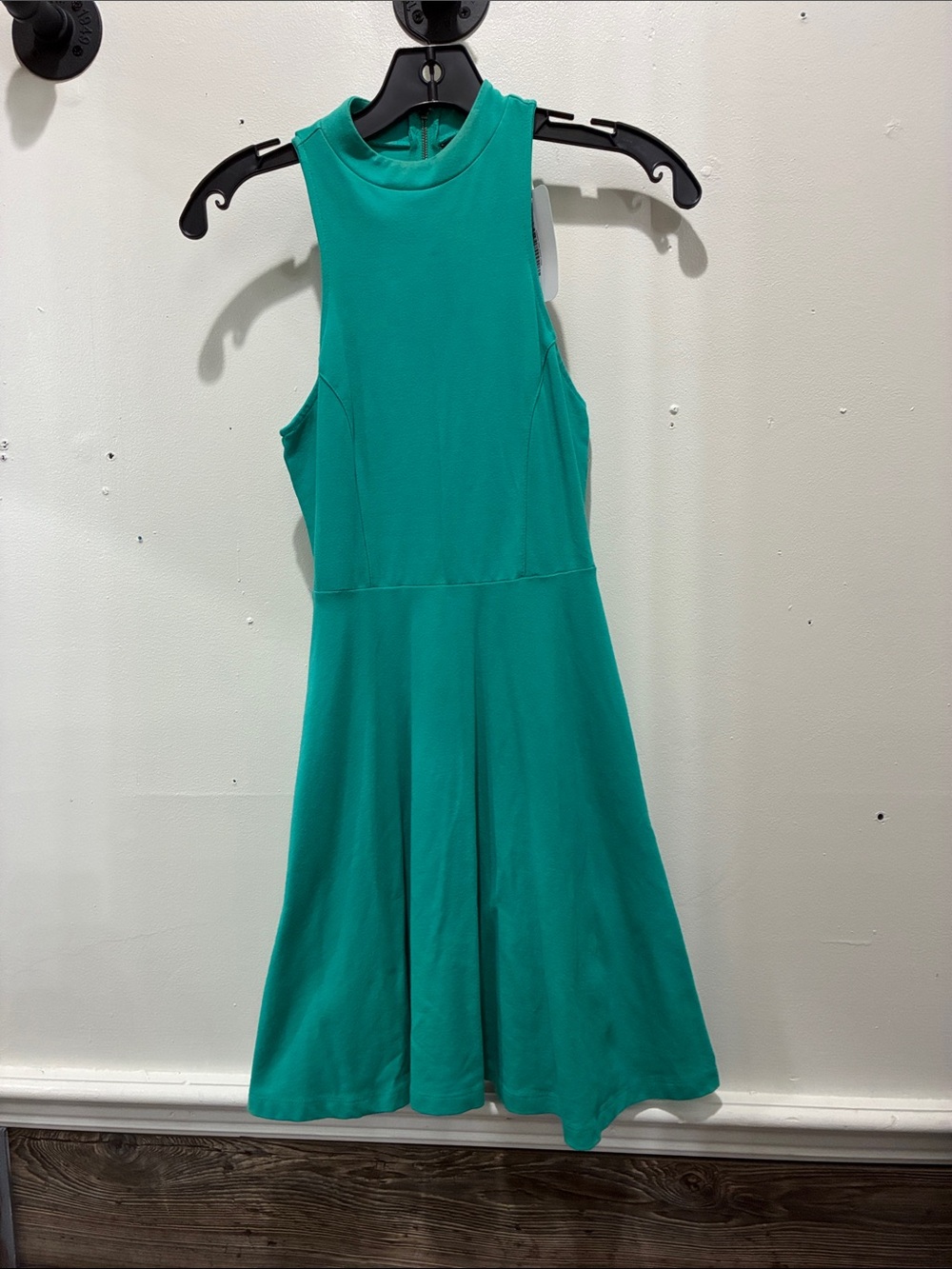 Express Teal Sleeveless High-Neck Fit & Flare Dress